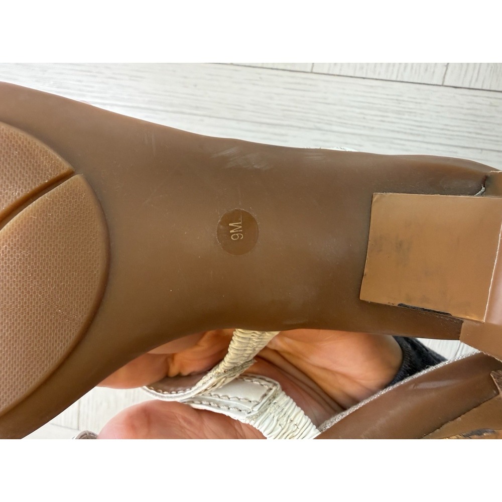 Antonio Melani 3" Heel‎ White Open Toe Slide Sandal Shoe 9 M Block Heel Bohemian - Picture 9 of 10